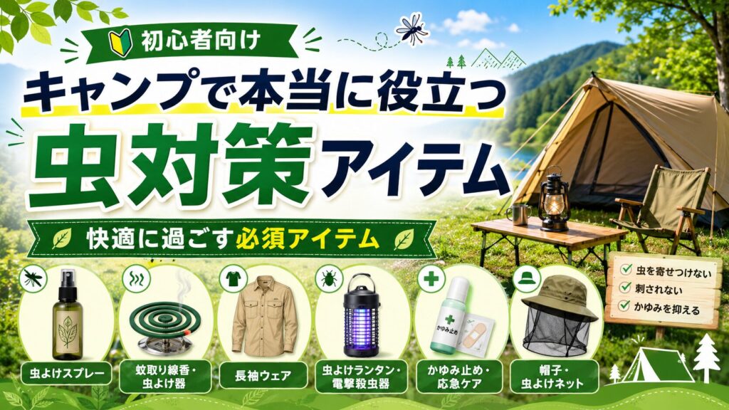 キャンプで本当に役立つ虫対策アイテムを初心者向けに紹介したソロキャンプガイド画像