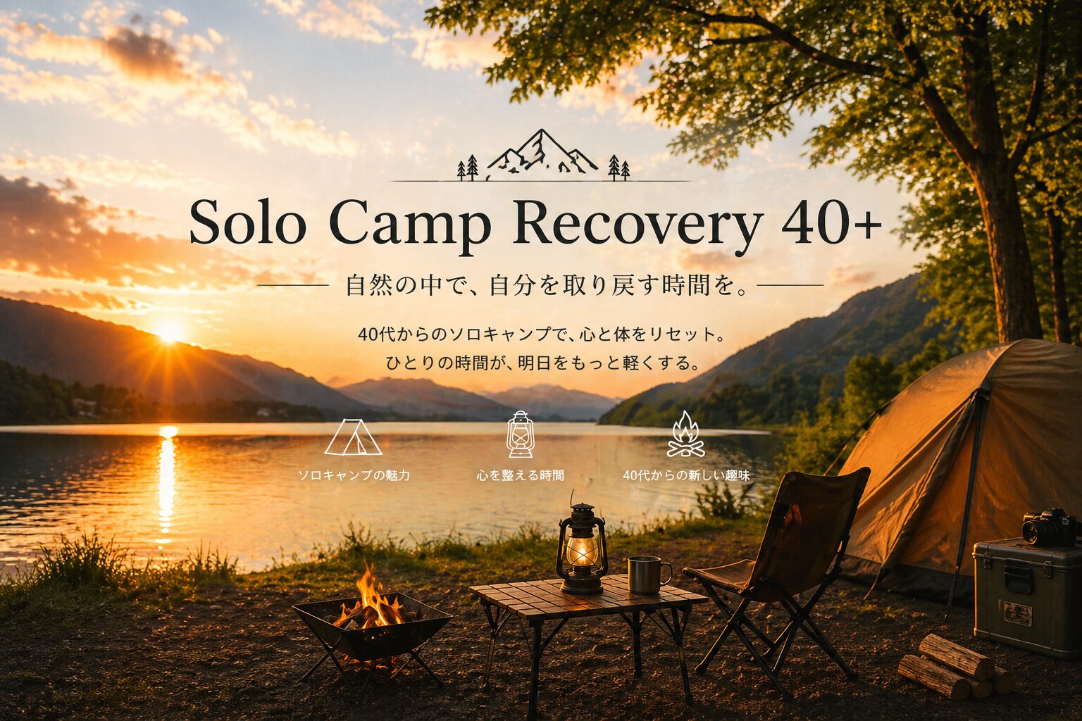 40代からのソロキャンプで心を整える湖畔キャンプのメインビジュアル